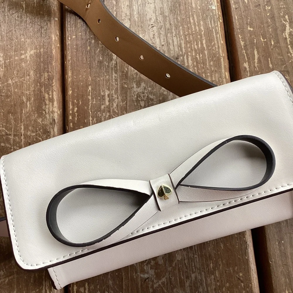 kate spade Cream Leather Bow Belt Bag